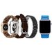 Set 4 Curele iUni compatibile cu Apple Watch 1/2/3/4/5/6/7, 44mm, Maro inchis, Albastru, Negru, Maro